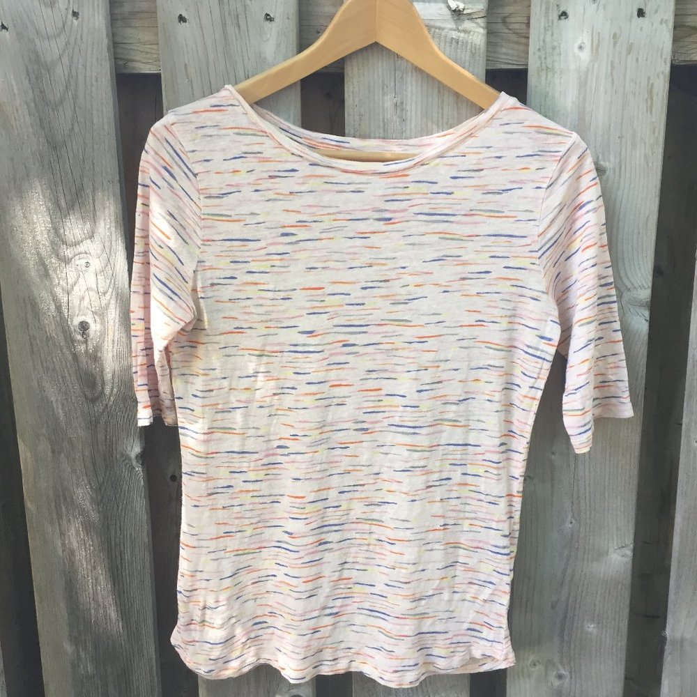 Bellrose pink & blue striped linen top - size 8